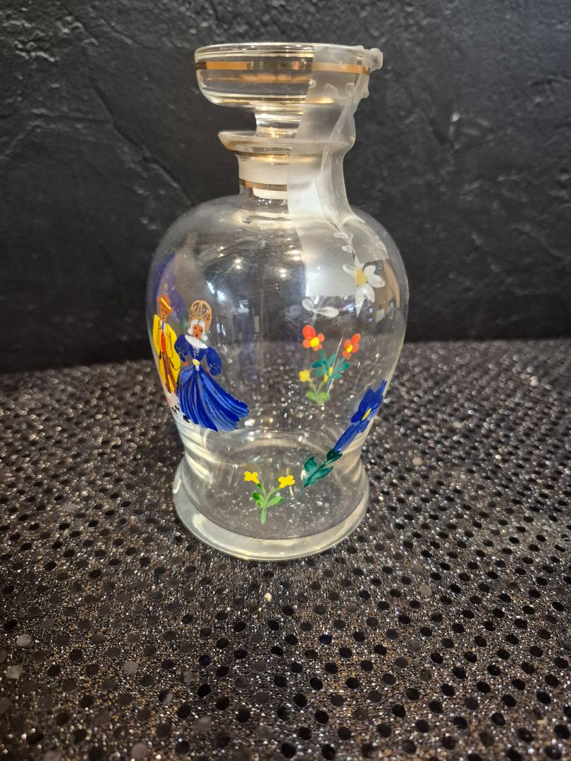 Vintage Handpainted Glass Bottle