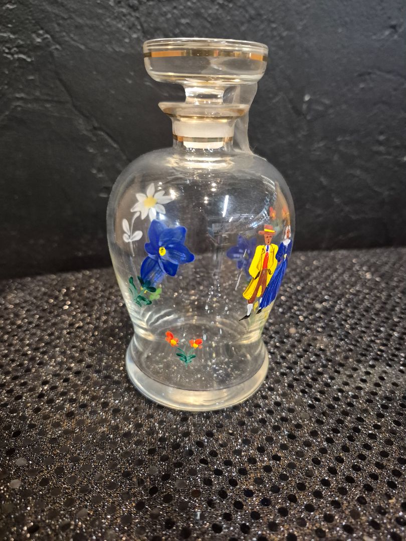 Vintage Handpainted Glass Bottle