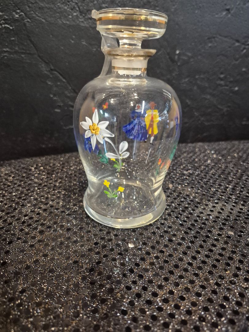 Vintage Handpainted Glass Bottle