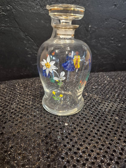 Vintage Handpainted Glass Bottle