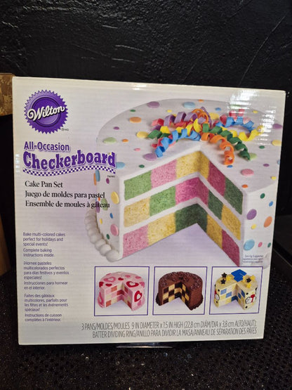 Wilton All Occasion Checkerboard Cake Pan Set, 3 Pans • 9" Dia