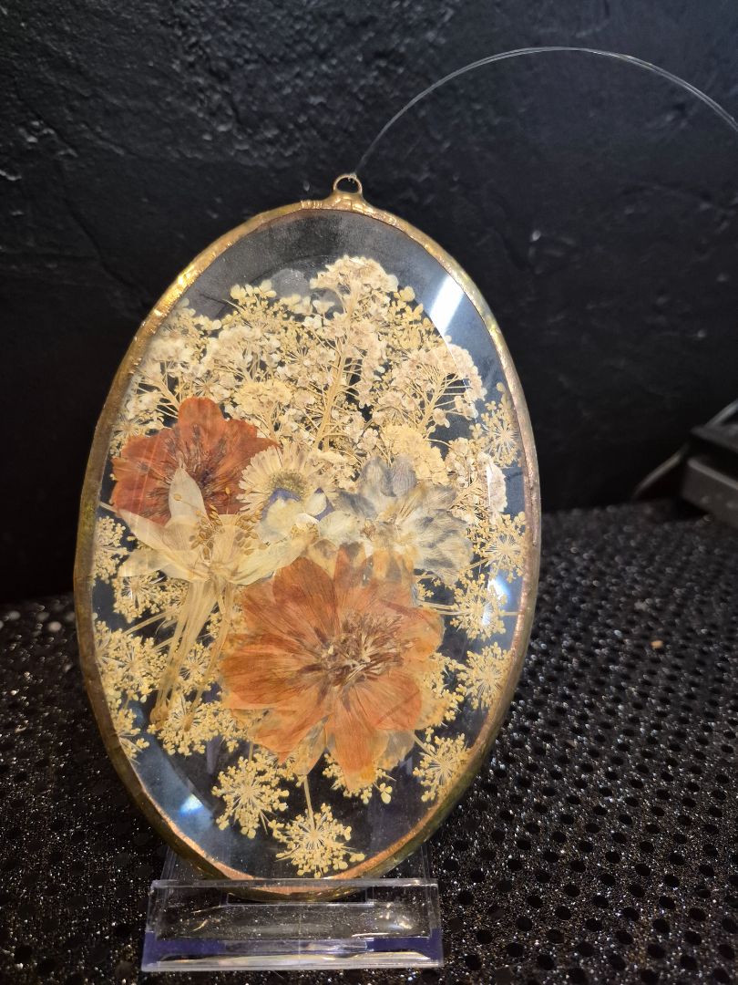 Vintage Pressed Flower Suncatcher, 4" x 6"