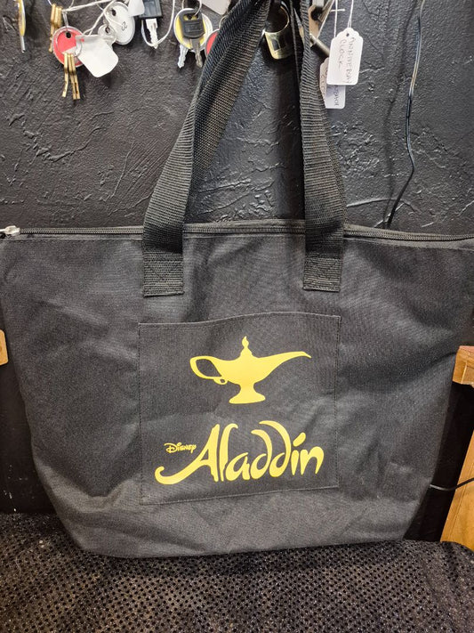 Disney Aladdin Broadway Musical Deluxe Canvas Tote Bag, Black w/ Gold Lamp Logo