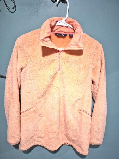 Lands End Peach Sherpa Fleece Pullover Half- Zip