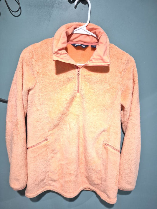Lands End Peach Sherpa Fleece Pullover Half- Zip