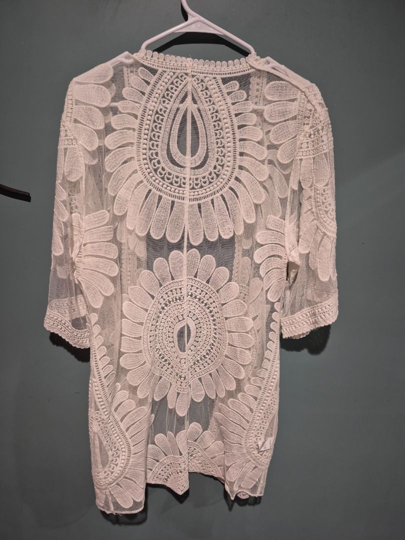 White short sleeved open cardigan