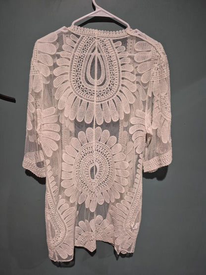 White short sleeved open cardigan