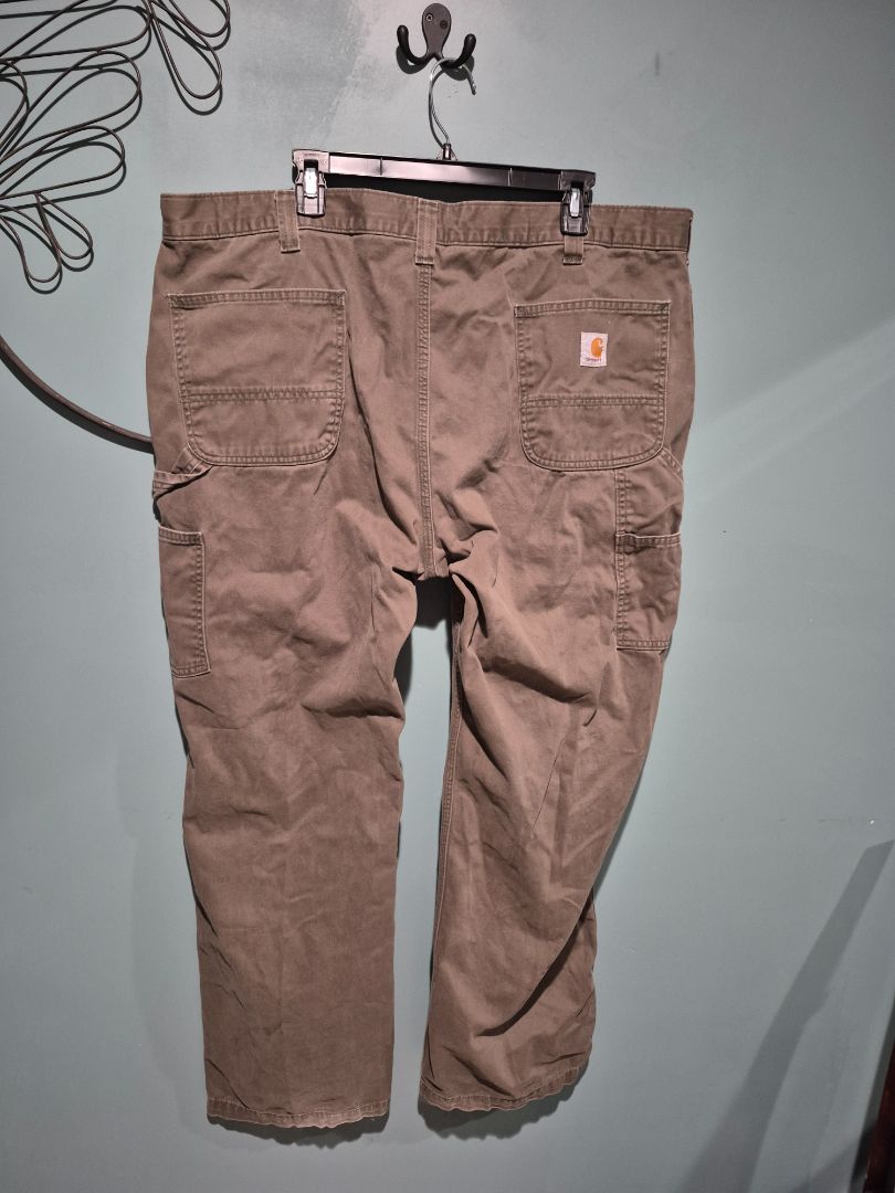 Olive Carhartt Men's Relaxed Fit Carpenter Pants, 44" × 32"