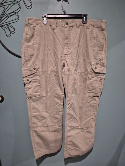 Khaki Carhartt Men's Heavy Duty Cargo Pants, 44" × 32"