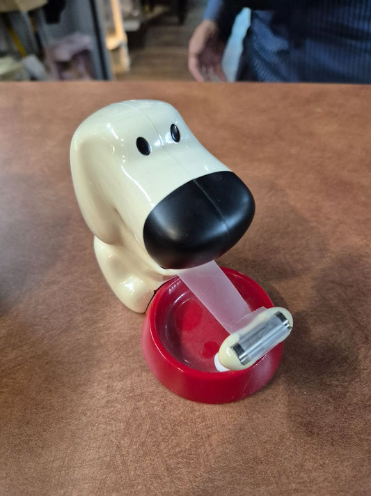 White Vintage "Scotch" Dog w/Red Bowl Tape Dispenser