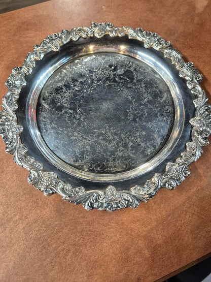 Vintage Silver Plated Serving Tray, 11.5"