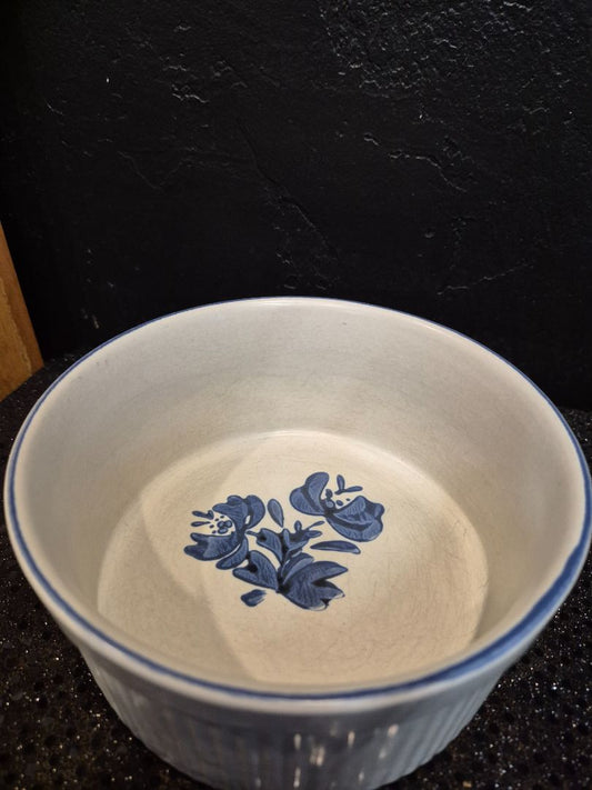 Vintage Pfaltzgraff Yorktown 406 Stoneware Souffle Dish, 7" × 3"