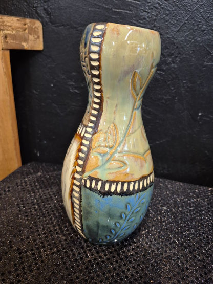 Homemade Ceramic Vase, 4.5" × 9"
