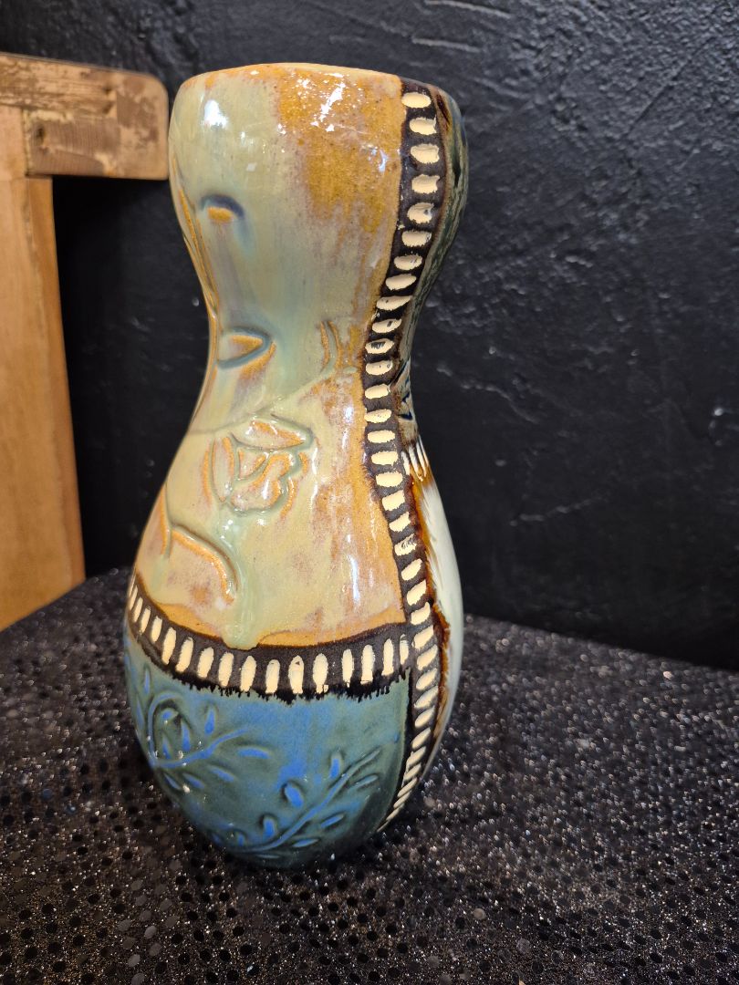 Homemade Ceramic Vase, 4.5" × 9"