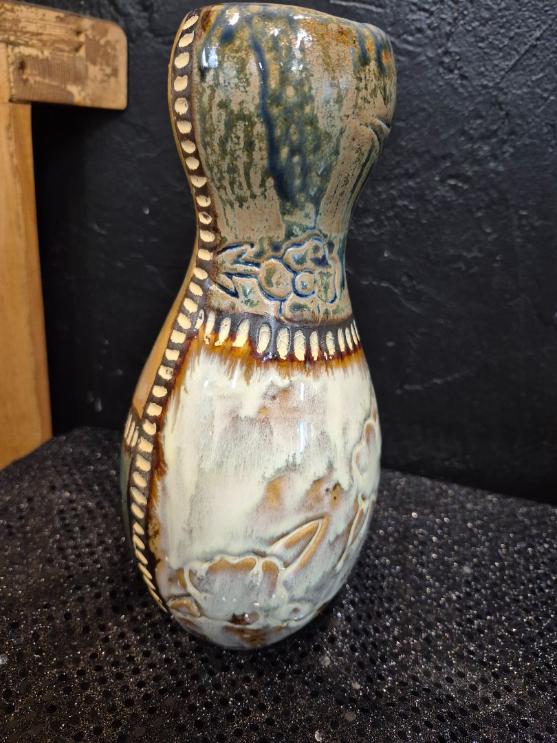 Homemade Ceramic Vase, 4.5" × 9"