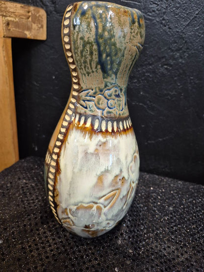 Homemade Ceramic Vase, 4.5" × 9"