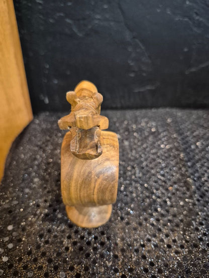 Hand-Carved Wooden Hippopotamus Napkin Ring, 2.5" × 4" × 1.5"