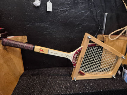 Vintage Spalding Doris Hart Tennis Racquet w/Press, 27"