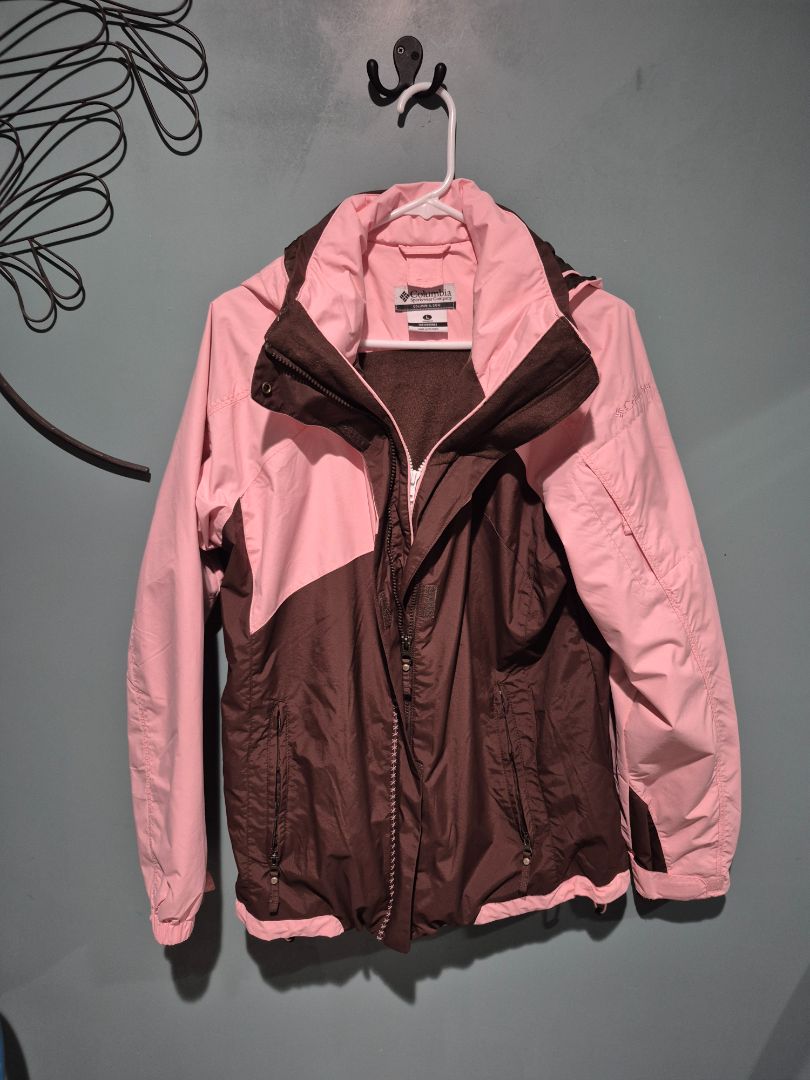 Pink & Brown Columbia Sportswear Omni-Tech Waterproof Breathable Jacket, L