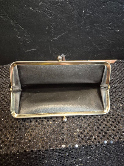 Black  Faux Leather Coin Purse, 7.5" × 4"
