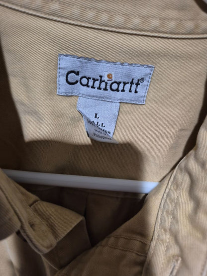Tan Carhartt Long Sleeve Button Shirt, L Tall