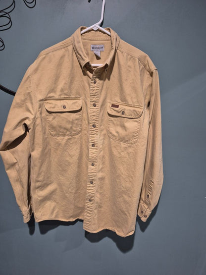 Tan Carhartt Long Sleeve Button Shirt, L Tall