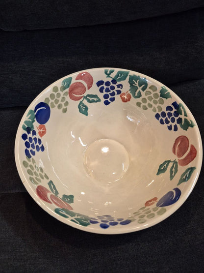 White w/Fruit Pattern Royal Winton "Bordeaux" Hand Decorated Spongeware England, 10"