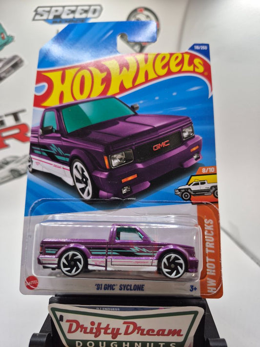 Hot Wheels ‘91 GMC Syclone Purple Mainline HW Hot Trucks  8/10
