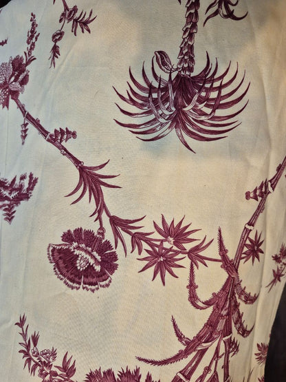 Tan w/Red Design  West Indies Toile Fabric, 6.75 Yards
