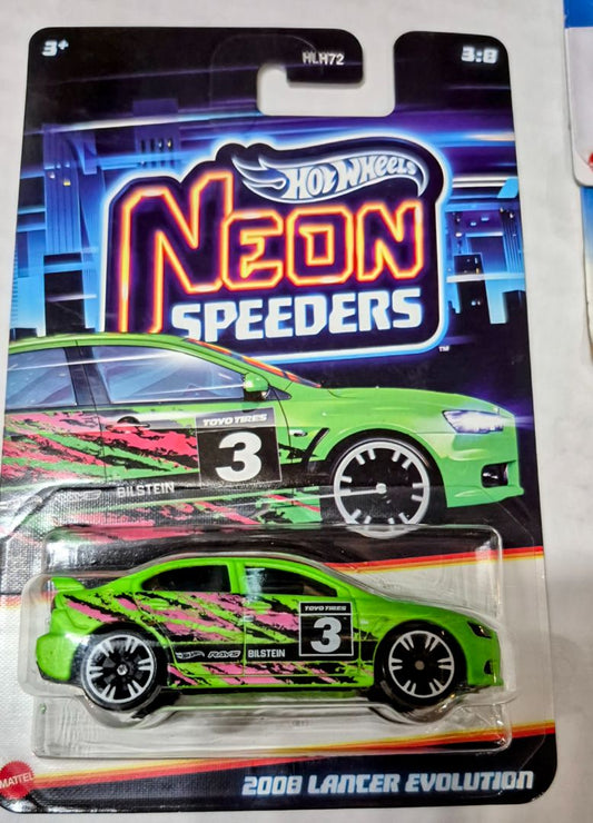 Hot Wheels 2008 Lancer Evolution 3/8 Hot Wheels 2025 NEON SPEEDERS green