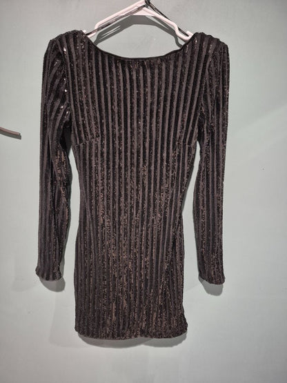 Black Sequined Forever 21 Long Sleeved Mini Dress, S