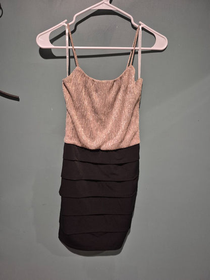 Gold & Black Sweet Storm Sleeveless Mini Dress, M