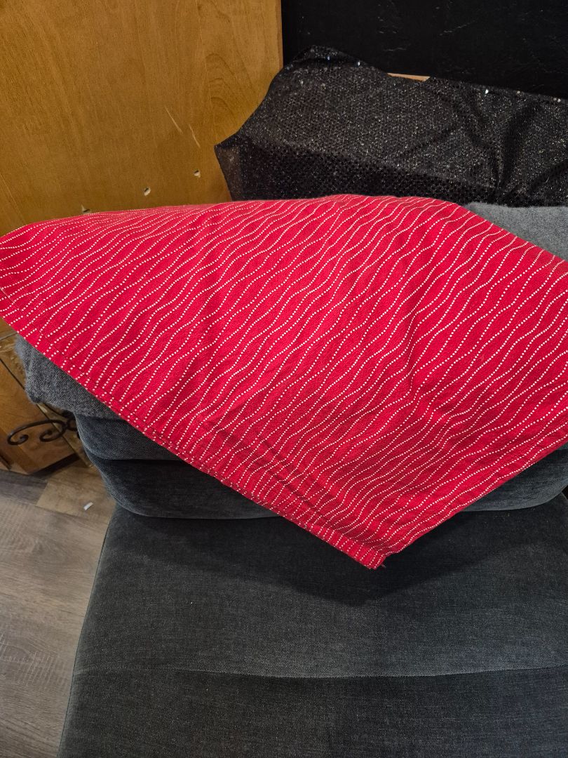 Red w/white wavy dotted lines  Table Runner, 114" x 40"