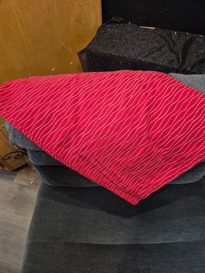 Red w/white wavy dotted lines  Table Runner, 114" x 40"