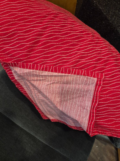 Red w/white wavy dotted lines  Table Runner, 114" x 40"