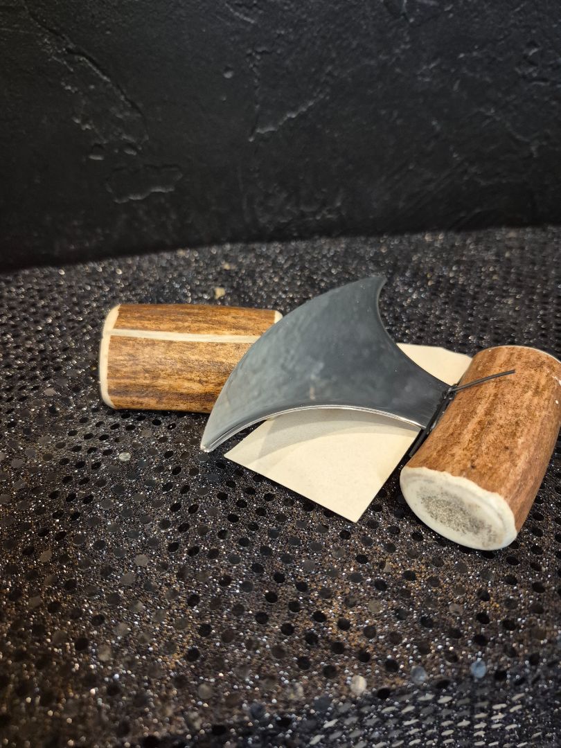 Handmade Alaskan Caribou Antler Stainless Steel Ulu Knife, 5"