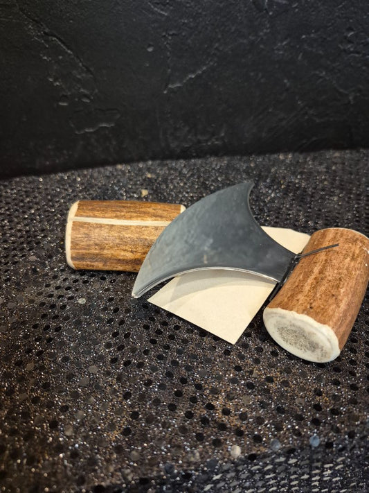 Handmade Alaskan Caribou Antler Stainless Steel Ulu Knife, 5"