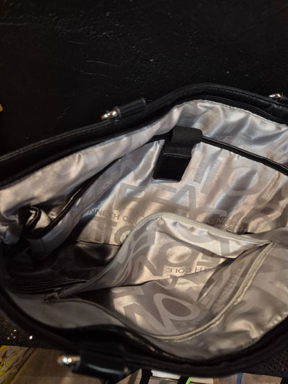 Black Kenneth Cole Faux Leather Register to Tote Laptop Bag, 15.5" × 5.5" × 14"