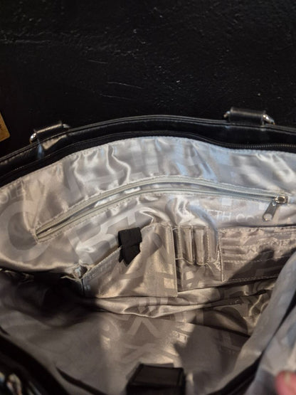 Black Kenneth Cole Faux Leather Register to Tote Laptop Bag, 15.5" × 5.5" × 14"