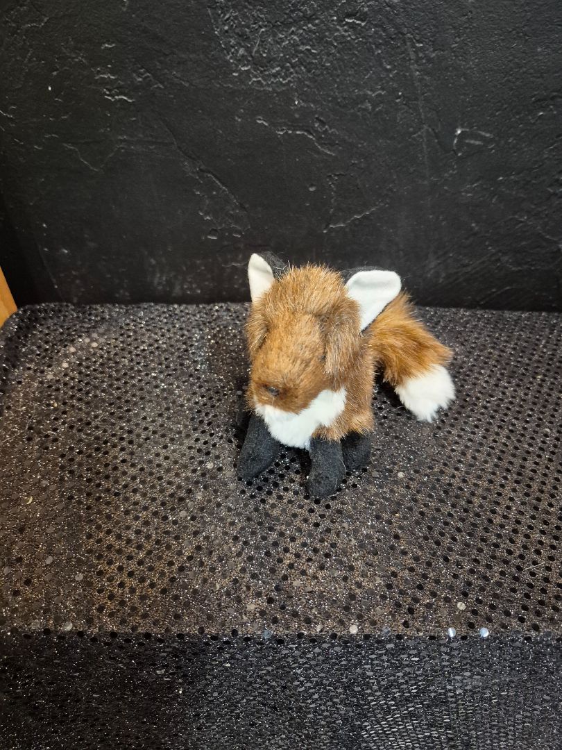 Brown and White w/Black Feet  Mini Fox Finger Puppet, 4"