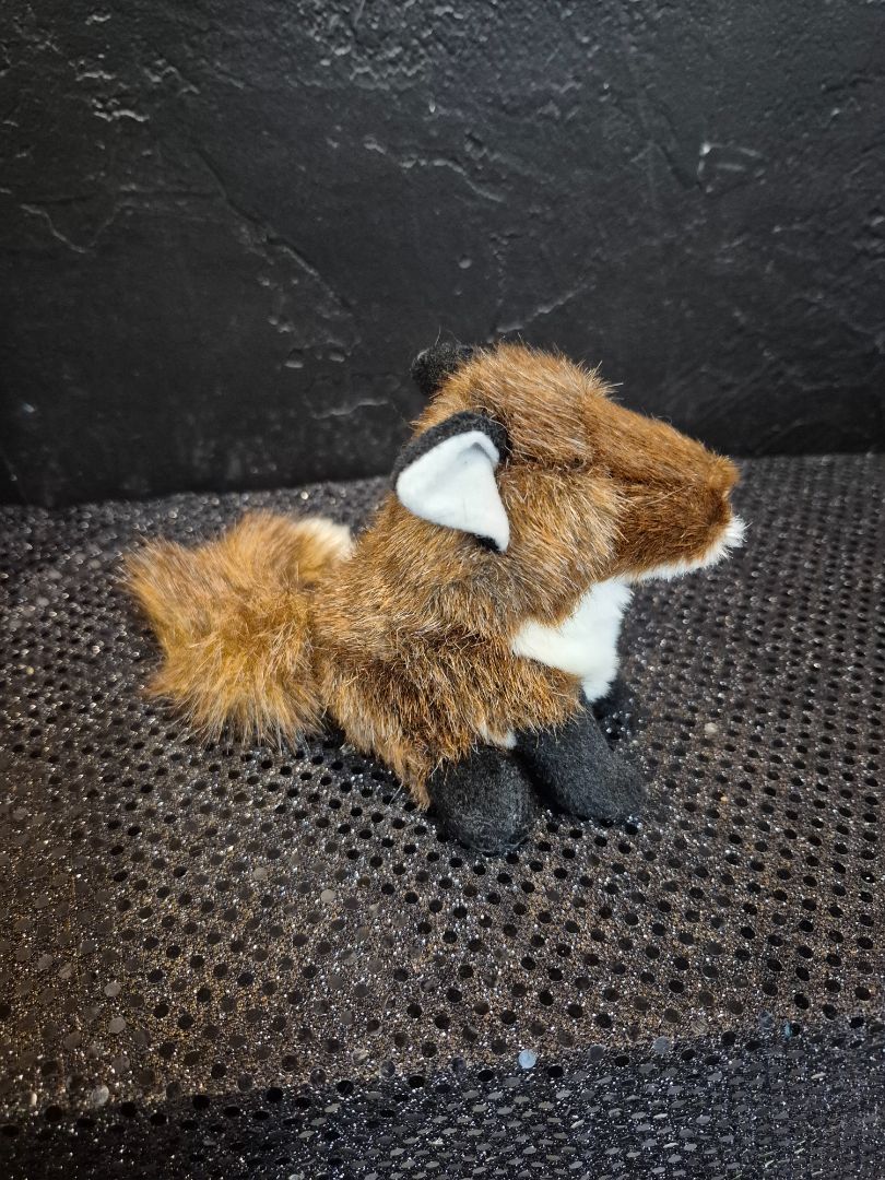 Brown and White w/Black Feet  Mini Fox Finger Puppet, 4"