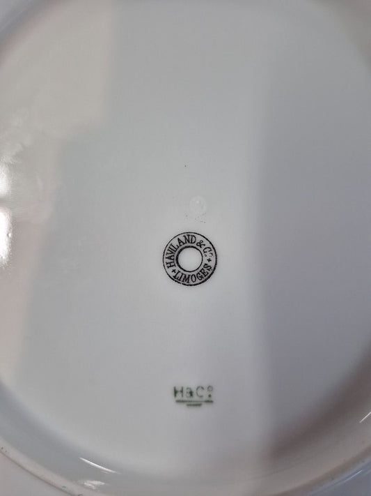 Haviland Moss Rose Gold Trim Handled Cake Plate, 9.5"