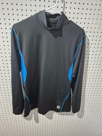 Black w/Blue Nike Collared Pullover Jacket, L