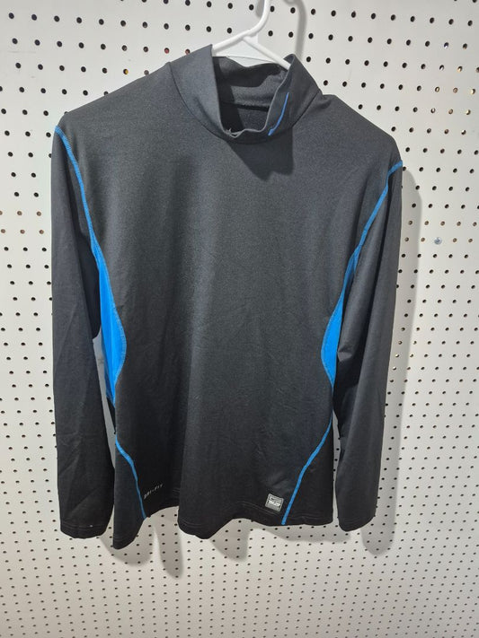 Black w/Blue Nike Collared Pullover Jacket, L