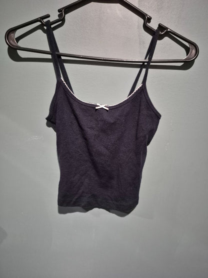 Black Garage Crop Tank Top, TP/XS