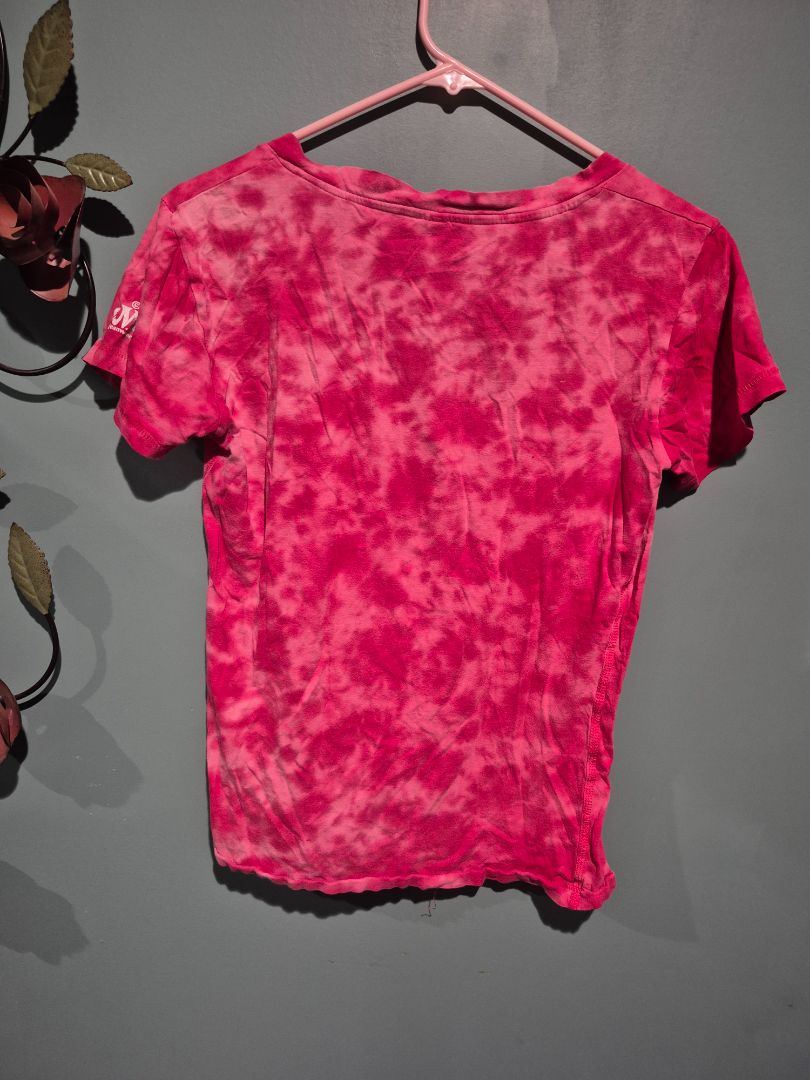 Pink w/White Flowers, Rhinestones J. America Vanity T-Shirt, M