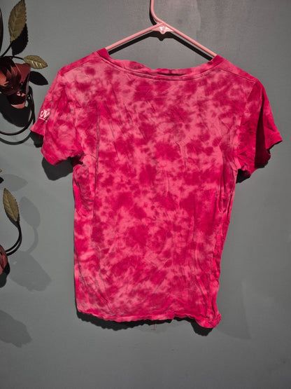 Pink w/White Flowers, Rhinestones J. America Vanity T-Shirt, M