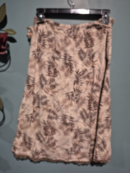 Tan Leaf Print Charlotte Russe Skirt, L