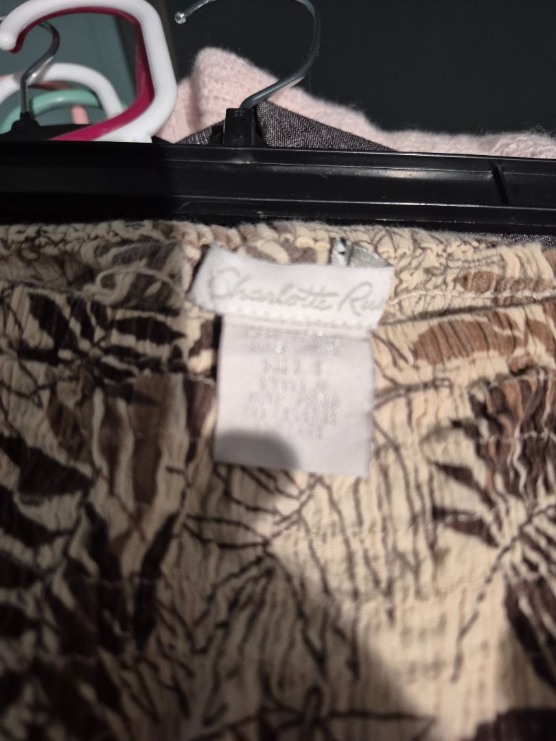 Tan Leaf Print Charlotte Russe Skirt, L