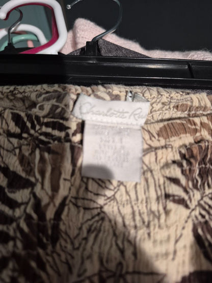 Tan Leaf Print Charlotte Russe Skirt, L